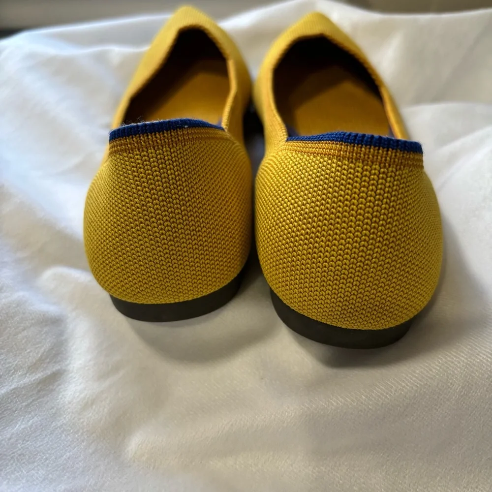 Rothy's The Point Flats Marigold Yellow Knit Pointed Toe Slip-On Size 8 - Picture 5 of 10